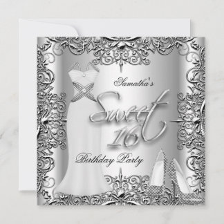Elegant 16 . Geburtstag Sweet 16 Party Silver Whit Einladung