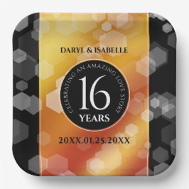 Elegant 16. Hochzeitstag des Goldenen Topaz Pappteller