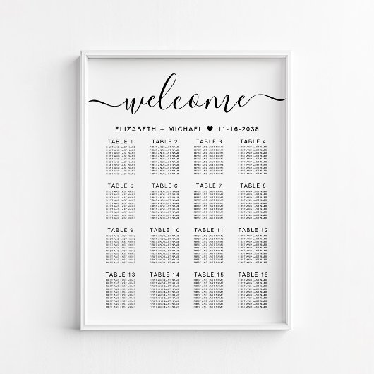 Elegant 16 Tabelle Hochzeitssatteldiagramm Poster