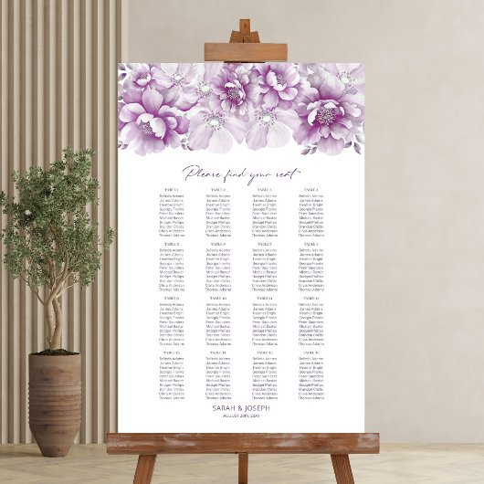 Elegant 16 Tabelle Rosa Blumenkarte Poster