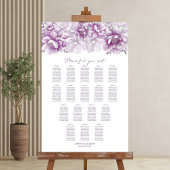 Elegant 17 Table Pink Floral Wedding Chart Poster