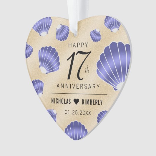 Elegant 17th Shells Beach Sand Wedding Anniversary Ornament (Vorderseite)