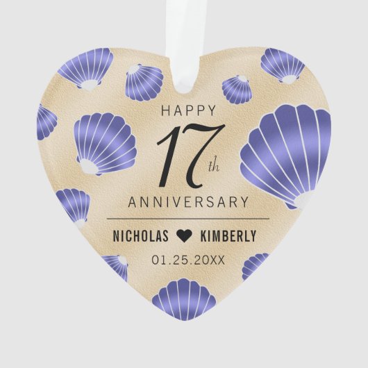 Elegant 17th Shells Beach Sand Wedding Anniversary Ornament (Rückseite)