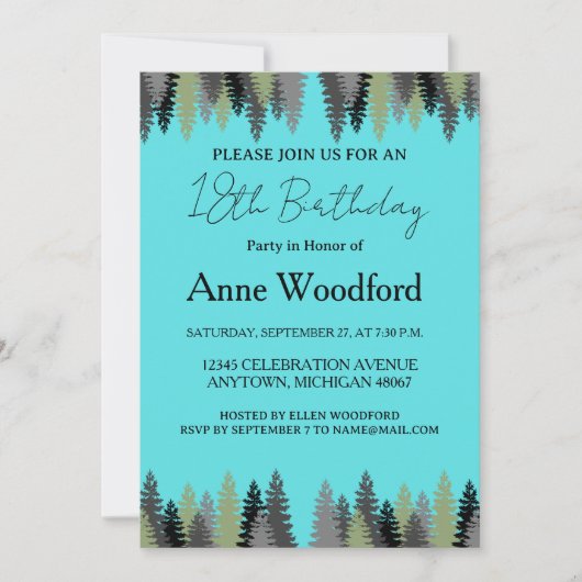 Elegant 18. Geburtstag Einladung (Vorderseite)