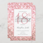 Elegant 18. Geburtstag Rose Gold Glitzer Lights Einladung (Vorne/Hinten)