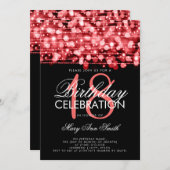 Elegant 18. Geburtstagsparty Glitzern Red Einladung (Vorne/Hinten)