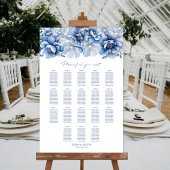 Elegant 18 Table Blue Floral Wedding Chart Poster