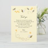 Elegant 1. Bumble Bee Day Birthday Honey Dankeskarte (Stehend Vorderseite)