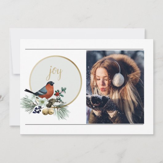 Elegant 1 Foto Winter Robin, JOY Christmas (Vorderseite)