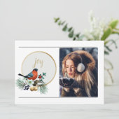 Elegant 1 Foto Winter Robin, JOY Christmas (Stehend Vorderseite)