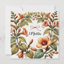 Elegant 1 Martie Floral Grußbotschaft Custom Messa Feiertagskarte