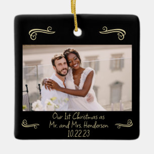 Elegant 1. Weihnachten Mr. Mrs. Gold und Black Keramikornament