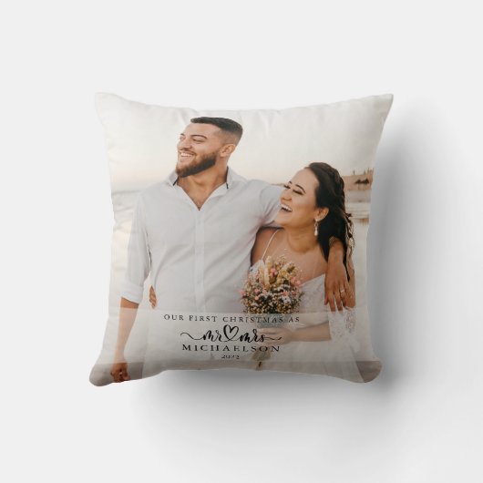 Elegant 1. Weihnachten Verheiratet als Mr. und Mrs Kissen (Rückseite)