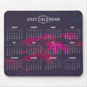 Elegant 2021 Kalender auf Ahorn-Blätter Mousepad