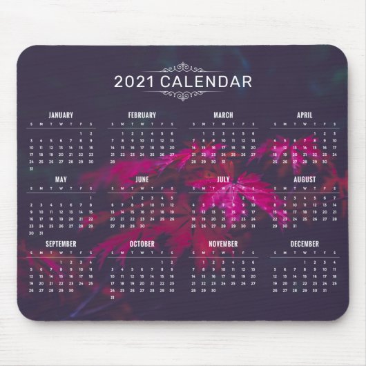 Elegant 2021 Kalender auf Ahorn-Blätter | Mousepad (Vorne)