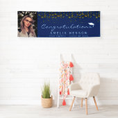 Elegant 2022 Blue Gold Confetti Graduate Foto  Banner (Insitu)