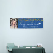 Elegant 2022 Blue Gold Confetti Graduate Foto  Banner (Messeveranstaltung)