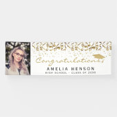 Elegant 2022 Gold Confetti Graduate Foto Banner (Horizontal)