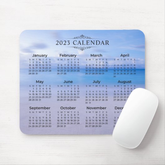 Elegant 2023 Calendar Beach Hintergrund | Mousepad (Mit Mouse)