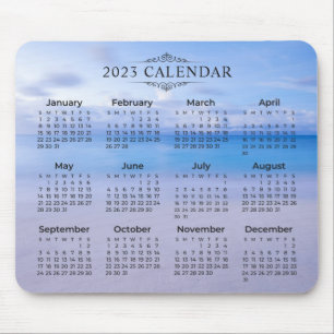 Elegant 2023 Calendar Beach Hintergrund   Mousepad