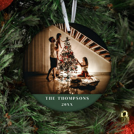 Elegant 2023 Family Foto Minimalistisch Dunkelgrün Keramik Ornament