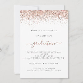 Elegant 2024 Abschluss Rose Gold Glitzer Einladung
