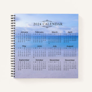 Elegant 2024 Calendar Beach Hintergrund Notebook Notizblock