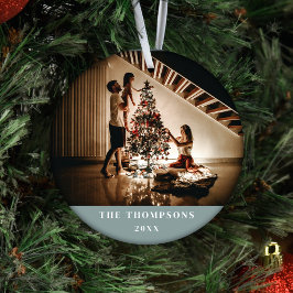 Elegant 2024 Family Foto Personalisiert Weihnachte Keramik Ornament