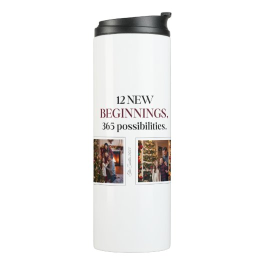 Elegant 2025 Family Foto Collage Kalender Thermosbecher (Nach links gedreht)