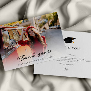 Elegant 2025 Graduate Foto Script Abschluss Dankeskarte