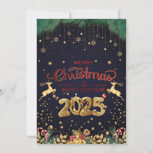 Elegant 2025 Rot und Gold Frohe Weihnachten