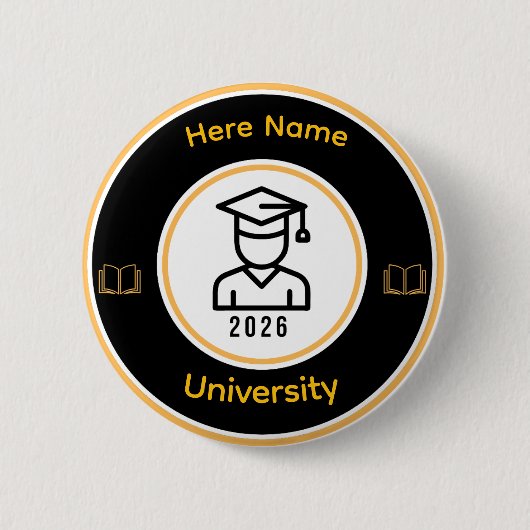 Elegant 2026 Graduate | Personalized Gold Seal Button (Vorderseite)