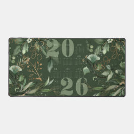 Elegant 2026 Kalender Eukalyptus Green Gold Schreibtischunterlage