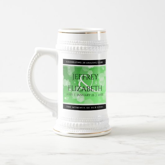 Elegant 20. 38. 55. Emerald Wedding Jubiläum Bierglas (Links)