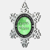 Elegant 20. 38. 55. Emerald Wedding Jubiläum Schneeflocken Zinn-Ornament (Rechts)