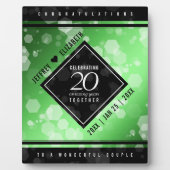 Elegant 20. Emerald Wedding Anniversary Plaque Fotoplatte (Vorderseite)
