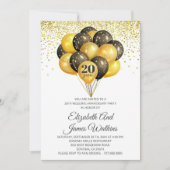 Elegant 20. Hochzeit Jubiläum Gold und Black I Einladung (Vorderseite)