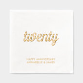 Elegant 20. Hochzeitstag Goldmedaille Napkins Servietten Mit Folie (Vorderseite)