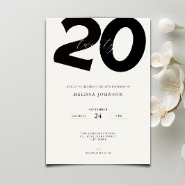 Elegant 20th Birthday Invitation - Minimal Style Einladung