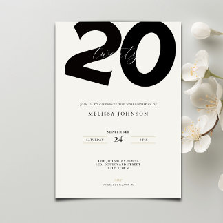 Elegant 20th Birthday Invitation - Minimal Style Einladung