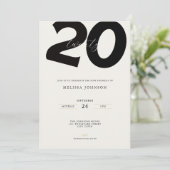 Elegant 20th Birthday Invitation - Minimal Style Einladung (Stehend Vorderseite)