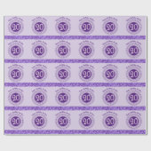 Elegant 20th Birthday Purple Glitter with Stripes Geschenkpapier (Flach)
