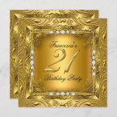 Elegant 21. Geburtstag Party Elite Gold Diamonds Einladung (Vorne/Hinten)