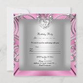 Elegant 21. Geburtstag Party Pink Silver Diamond Einladung (Rückseite)