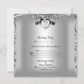 Elegant 21. Geburtstag Party Silver Black Diamond Einladung (Rückseite)
