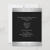 Elegant 21. Geburtstag Party Silver Black Einladung (Rückseite)