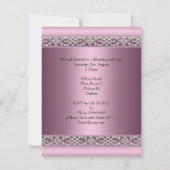 Elegant 21. Geburtstag Satin Pink Butterfly Jewel Einladung (Rückseite)