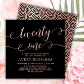 Elegant 21 Rose Gold Script 21. Geburtstag Einladung