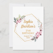 Elegant 21st Birthday Invitations | Sakura & Gold Einladung (Vorderseite)