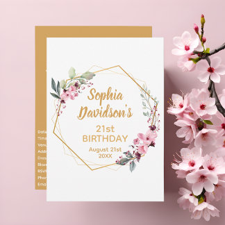 Elegant 21st Birthday Invitations | Sakura & Gold Einladung